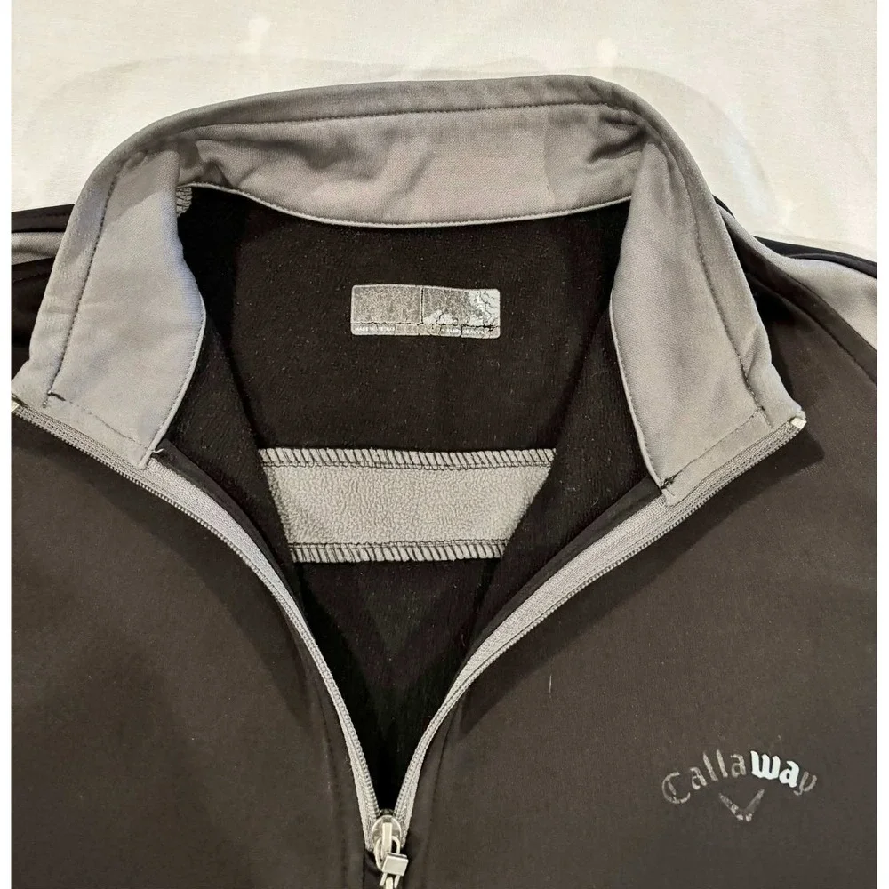 Callaway Mens‎ Quarter Zip Golf Pullover Black Grey Fleece Lined Performance XL